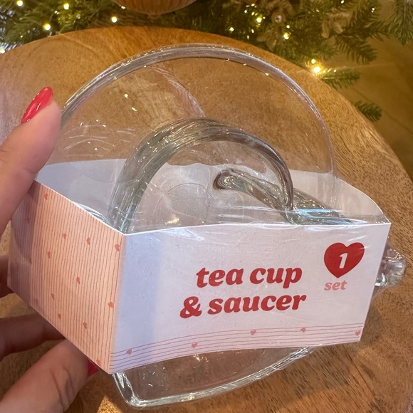 Target playground dollar spot heart shaped mug coffee tea glass saucer Valentine - Picture 8 of 10